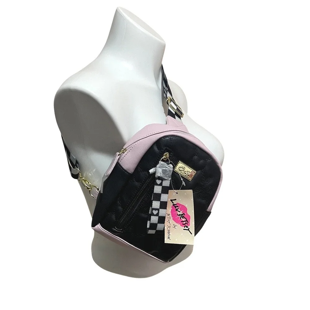 LUV BETSEY‎ BY BETSEY JOHNSON  LBLEELA Mini Sling Backpack Quilted Heart Y2K NWT